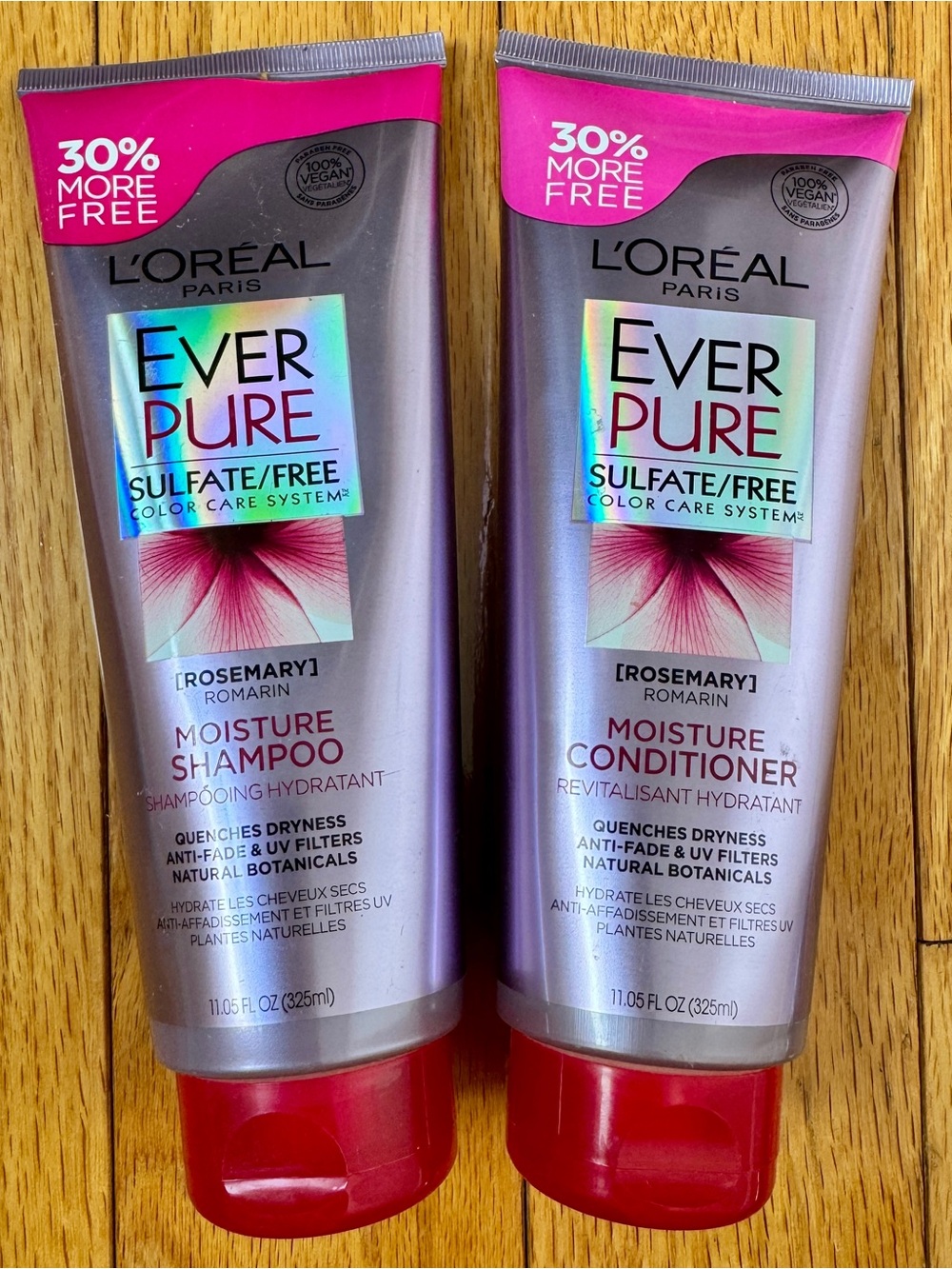 EverPure Rosemary Moisture Shampoo & Conditioner + 30% More- Pink